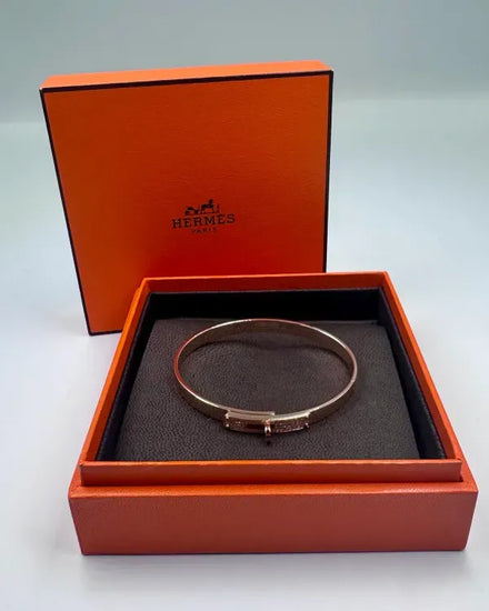 Hermès Accessories Kelly PM Bangle 6.2IN Rose Gold/Diamond Bracelet (H110013B 00SH)