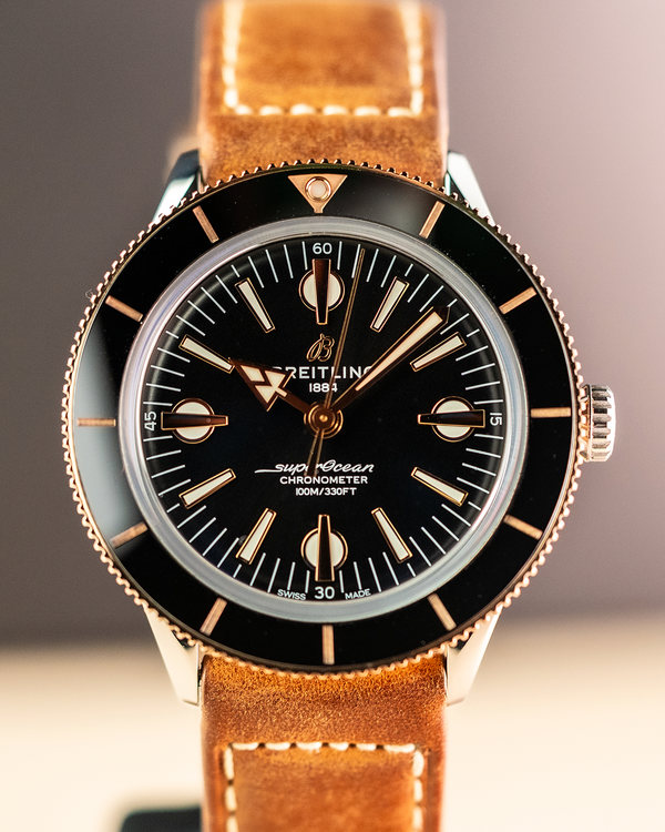 No Reserve - 2023 Breitling Superocean Heritage '57 42MM Black Dial Leather Strap (U10370121B1X1)