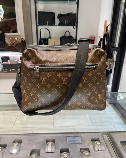 Louis Vuitton Accessories Torres Men's Messenger Bag 14 x 11.5 x 4.25IN Monogram Macassar Coated Canvas Silver-Tone Hardware Textile Strap (Torres Messenger)