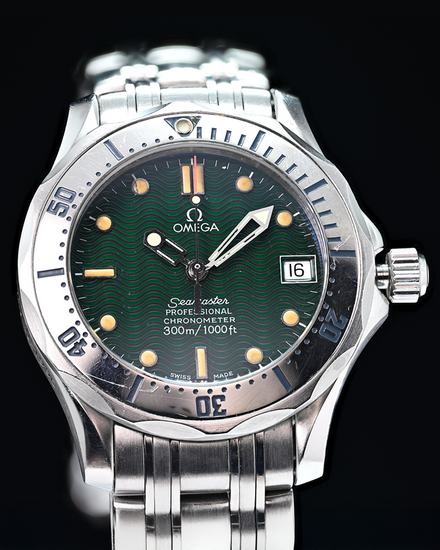 1996 Omega Seamaster Diver 300M "Jacques Mayol" L.E. 36MM Green Dial Steel Bracelet (2553.41.00)