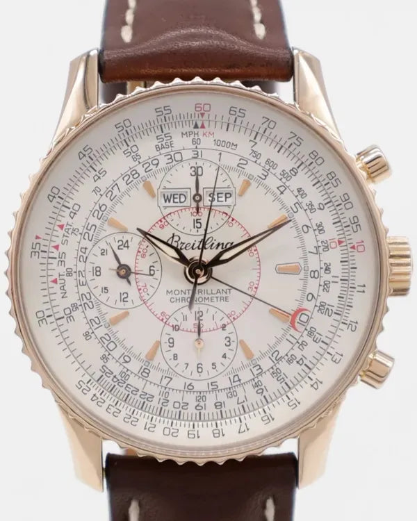 Breitling Montbrillant Datora L.E. 43MM Silver Dial Leather Strap (R21330)