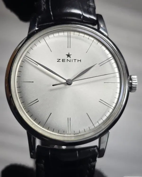 Zenith Elite 6150 42MM Silver Dial Leather Strap (03.2270.6150)