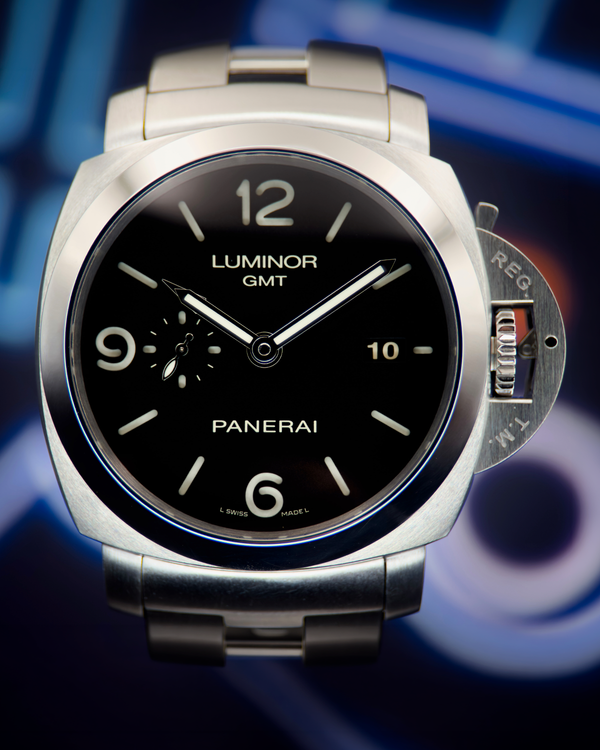2014 Panerai Luminor GMT 44MM Black Dial Steel Bracelet (PAM00329)