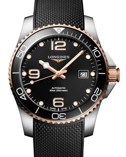 No Reserve - Longines HydroConquest 41MM Black Dial Rubber Strap (L3.781.3.58.9)