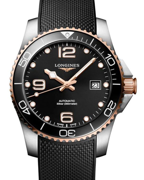 No Reserve - Longines HydroConquest 41MM Black Dial Rubber Strap (L3.781.3.58.9)