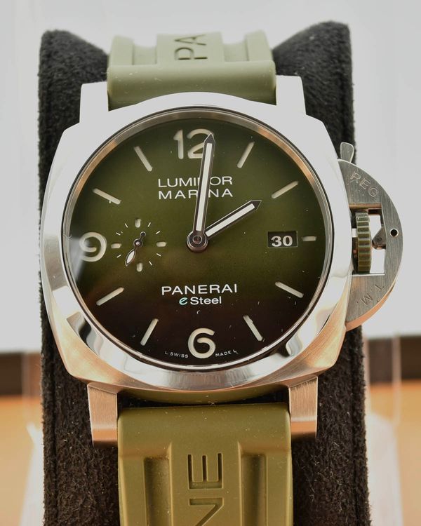 2022 Panerai Luminor Marina "Verde Smeraldo Blue E" L.E. 44MM Green Dial Rubber Strap (PAM01356)
