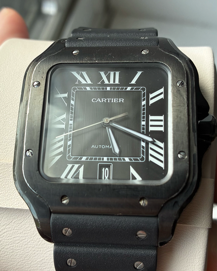 2024 Cartier Santos De Cartier 39.8MM Black Dial Rubber Strap (WSSA0039)