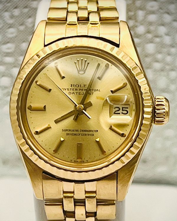 1980 Rolex Lady-Datejust 26MM Champagne Dial Aftermarket Yellow Gold Bracelet (6917)