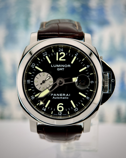 No Reserve - Panerai Luminor GMT 44MM Black Dial Leather Strap (PAM00088)