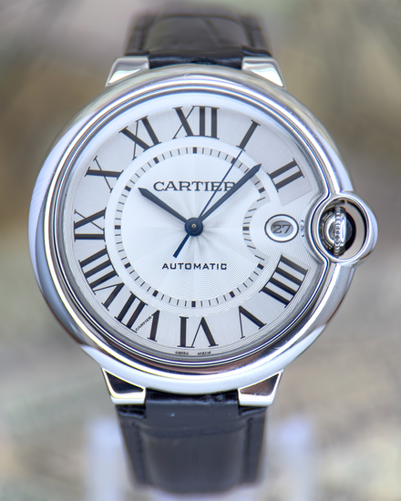 2021 Cartier Ballon Bleu 40MM Silver Dial Leather Strap (WSBB0039)