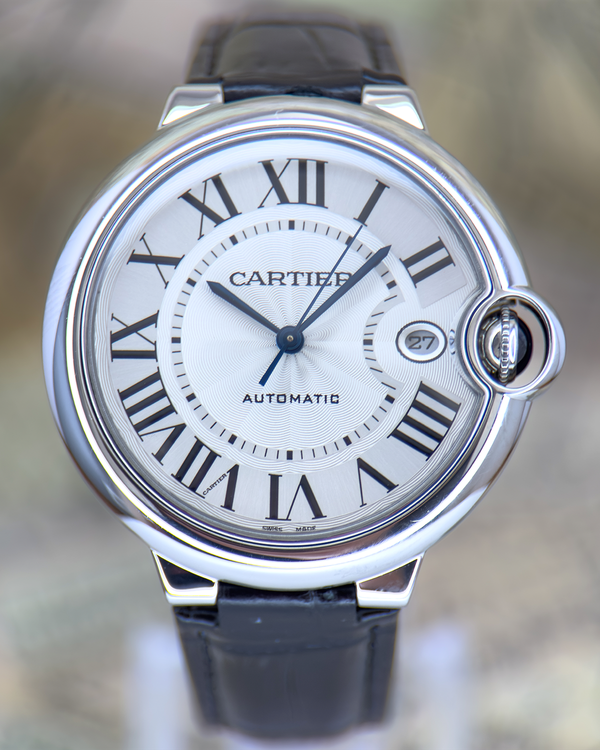 2021 Cartier Ballon Bleu 40MM Silver Dial Leather Strap (WSBB0039)