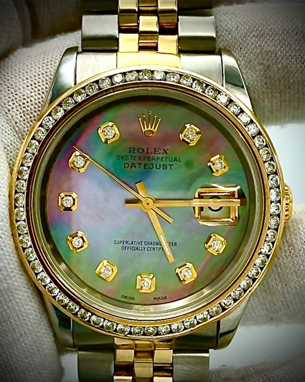 2002 Rolex Datejust 36MM Aftermarket Opal Dial Aftermarket Two-Tone Bracelet (16233)
