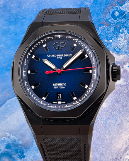 2022 Girard Perregaux Laureato Absolute 44MM Blue Dial Rubber Strap (81070-21-491-FH6A)