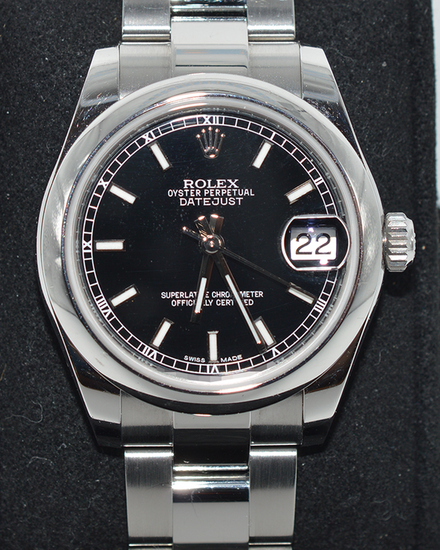 Rolex Datejust 31MM Black Dial Oyster Bracelet (178240)