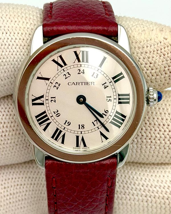 No Reserve - 2018 Cartier Ronde de Cartier 29MM Quartz Silver Dial Leather Strap (WSRN0019)