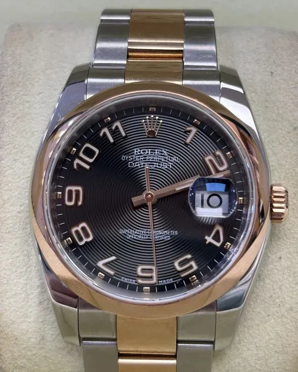 Rolex Datejust 36MM Black "Concentric" Dial Two-Tone Oyster Bracelet (116201)
