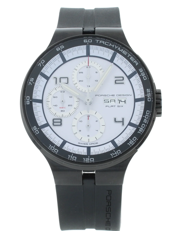 2025 Porsche Design Flat Six 44MM White Dial Rubber Strap (P.636043641254)
