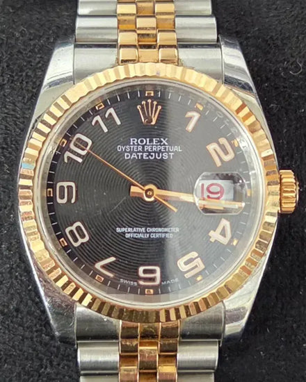 2008 Rolex Datejust 36MM Black "Concentric" Dial Two-Tone Jubilee Bracelet (116231)
