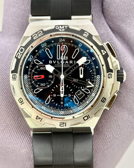 Bvlgari Diagono X-Pro Chronograph 45MM Black Dial Rubber Strap (DP45BSTVDCH/GMT)