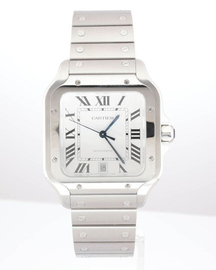 No Reserve - Cartier Santos De Cartier 39.8MM Silver Dial Steel Bracelet (WSSA0018)