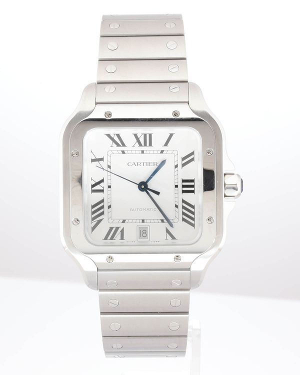 No Reserve - Cartier Santos De Cartier 39.8MM Silver Dial Steel Bracelet (WSSA0018)