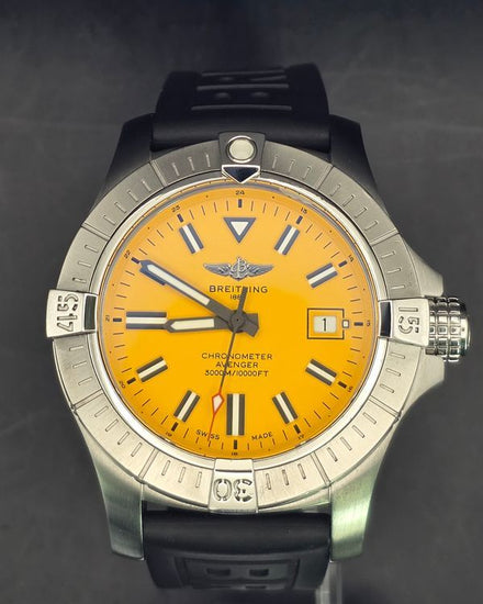 2019 Breitling Avenger "Seawolf" 45MM Yellow Dial Rubber Strap (A17319)