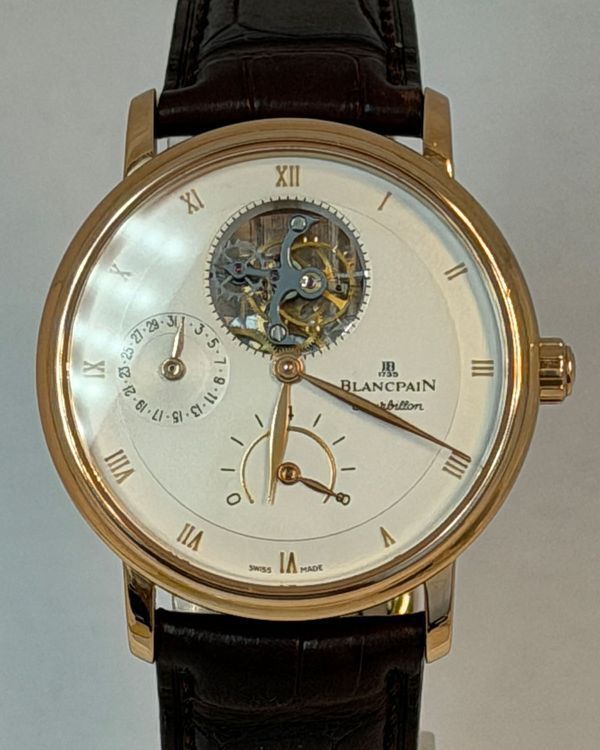 2007 Blancpain Villeret Tourbillon 8 Jours 37.5MM Silver Dial Leather Strap (6025-3642-55B)