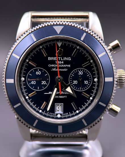 No Reserve - 2016 Breitling Superocean Heritage Chronograph 44MM Blue Dial Steel Bracelet (A23370)