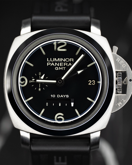 2013 Panerai Luminor 1950 10 Days GMT L.E. 44MM Black Dial Rubber Strap (PAM00270)