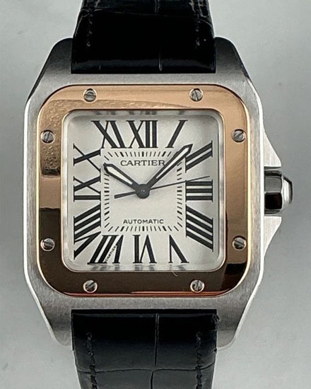 Cartier Santos 100 44MM White Dial Leather Strap (W20107X7)