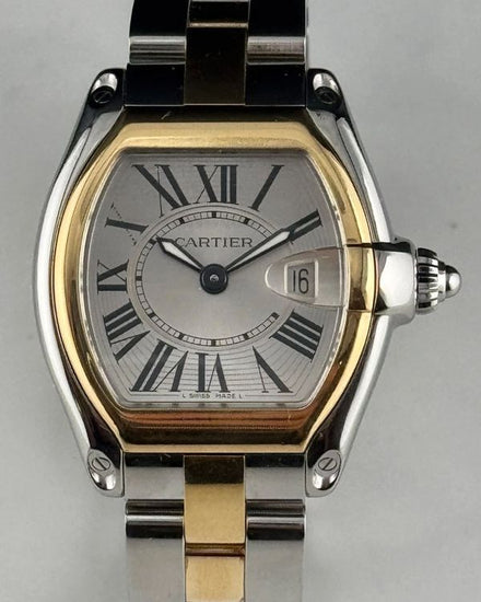 Cartier Roadster 30MM Quartz Silver Dial Two-Tone Bracelet (W62026Y4)