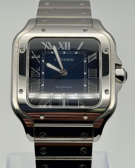 2024 Cartier Santos De Cartier 39.8MM Blue Dial Steel Bracelet (WSSA0071)
