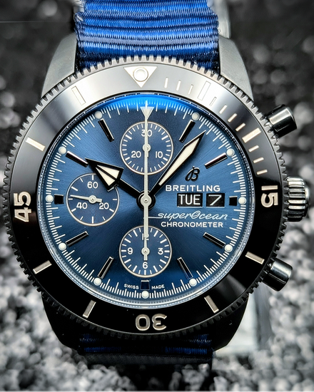 No Reserve - 2021 Breitling Superocean Heritage "Outerknown" 44MM Blue Dial Textile Strap (M13313)