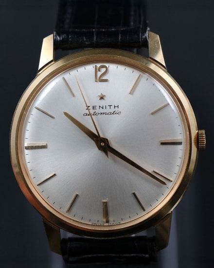 Zenith Vintage 35.5MM Silver Dial Leather Strap (Cal 133.8)