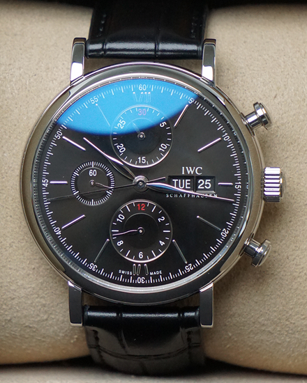2020 IWC Schaffhausen Portofino Chronograph 42MM Black Dial Leather Strap (IW391029)