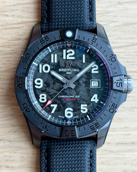 2026 Breitling Avenger Night Mission 42MM Carbon Dial Leather Strap (S17328101B1X1)