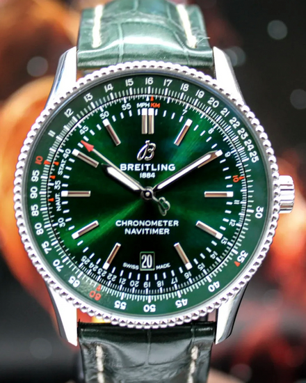 2022 Breitling Navitimer 41MM Green Dial Leather Strap (A17326)
