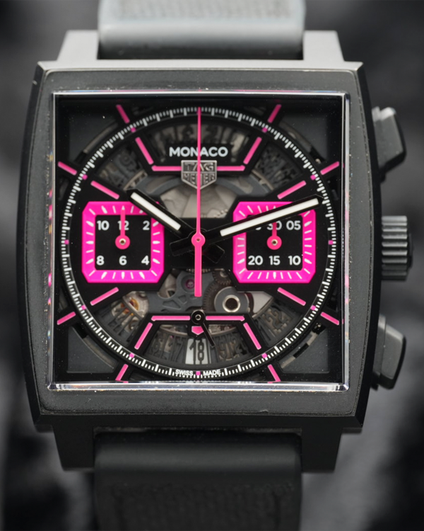 2024 Tag Heuer Monaco "Pink Phantom" 39MM Skeleton Dial Rubber Strap (CBL218B.FT6236)