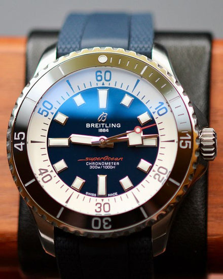 No Reserve - 2022 Breitling Superocean 44MM Blue Dial Rubber Strap (A17376)