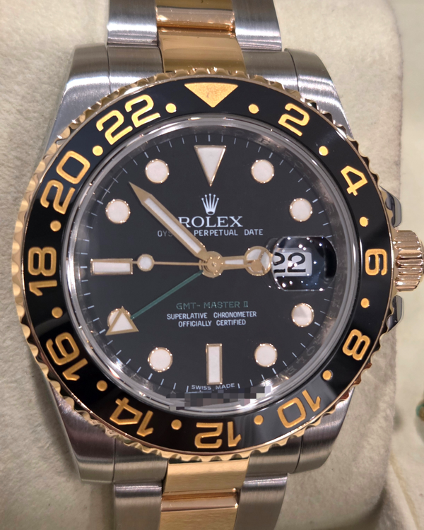 2010 Rolex GMT-Master II 40MM Black Dial Two-Tone Oyster Bracelet (116713LN)