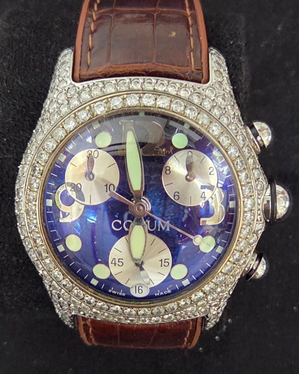 2010 Corum Bubble 45MM Quartz Blue Dial Leather Strap (396.250.20)