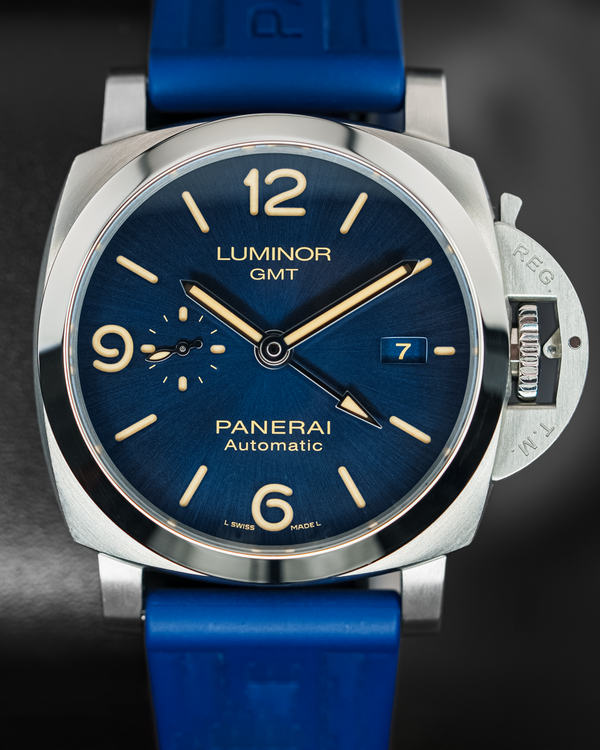 2021 Panerai Luminor 1950 3 Days GMT 44MM Blue Dial Rubber Strap (PAM01033)