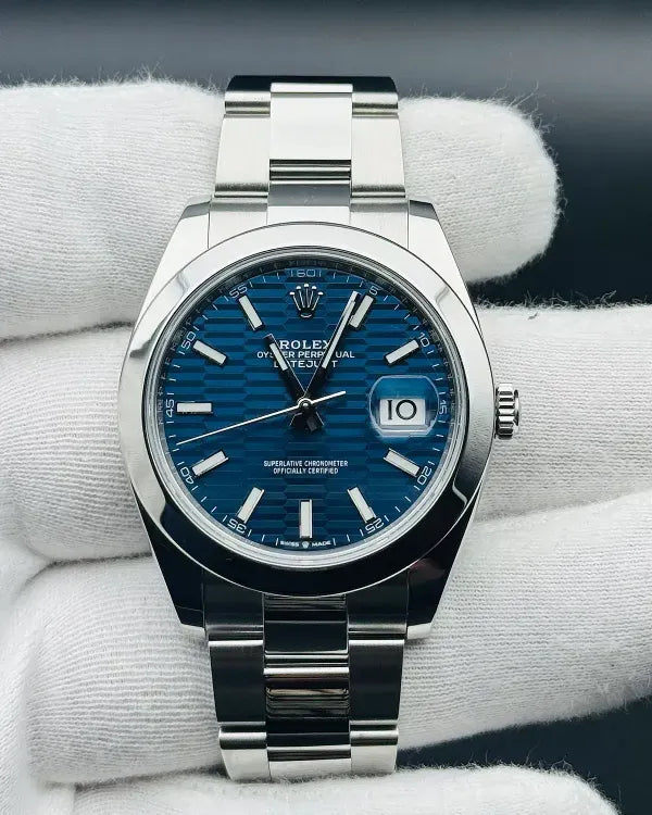No Reserve - 2023 Rolex Datejust 41MM Blue "Fluted Motif" Dial Oyster Bracelet (126300)