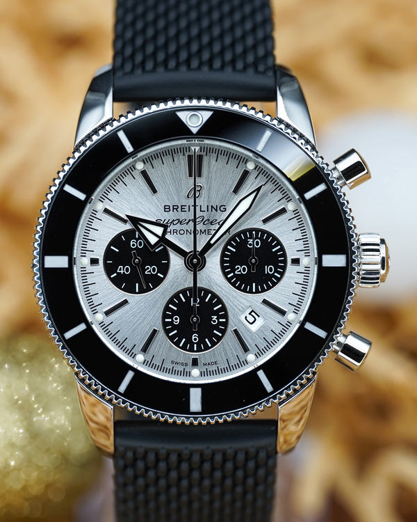 No Reserve - 2021 Breitling Superocean Heritage Chronograph 44MM Silver Dial Rubber Strap (AB0162121G1S1)