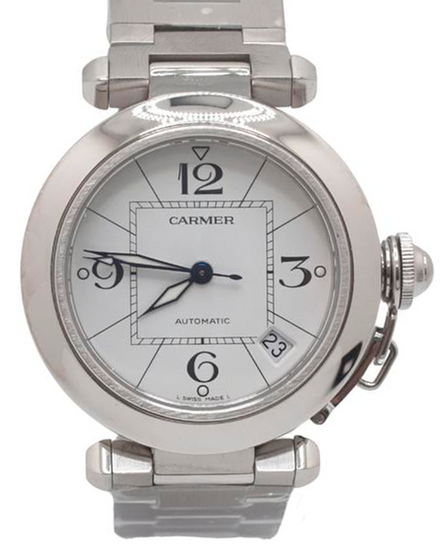 2008 Cartier Pasha De Cartier 35MM White Dial Steel Bracelet (W31074M7)