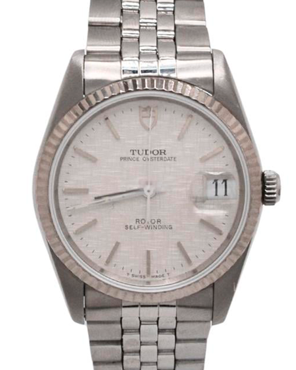 Tudor Prince Oysterdate 34MM Silver "Linen" Dial Steel Bracelet (74034)