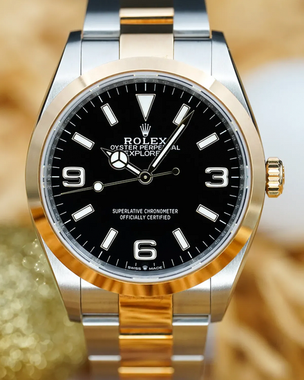 No Reserve - 2022 Rolex Explorer 36MM Black Dial Two-Tone Oyster Bracelet (124273)