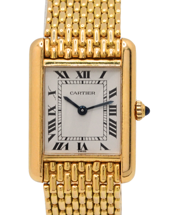 1988 Cartier Tank Louis Cartier Lady 22.5MM Quartz Silver Dial Yellow Gold Bracelet (6601)