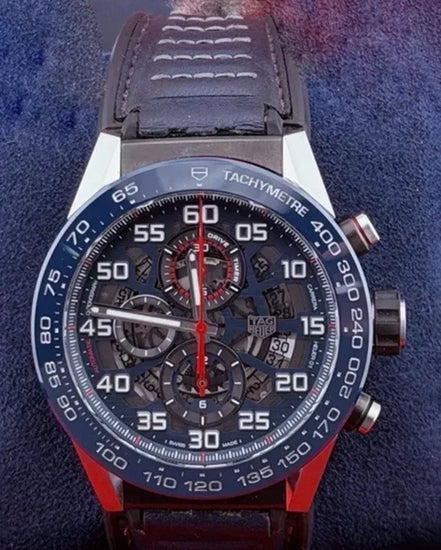 2019 Tag Heuer Carrera "Red Bull Racing" 45MM Skeleton Dial Leather Strap (CAR2A1N.FT6100)