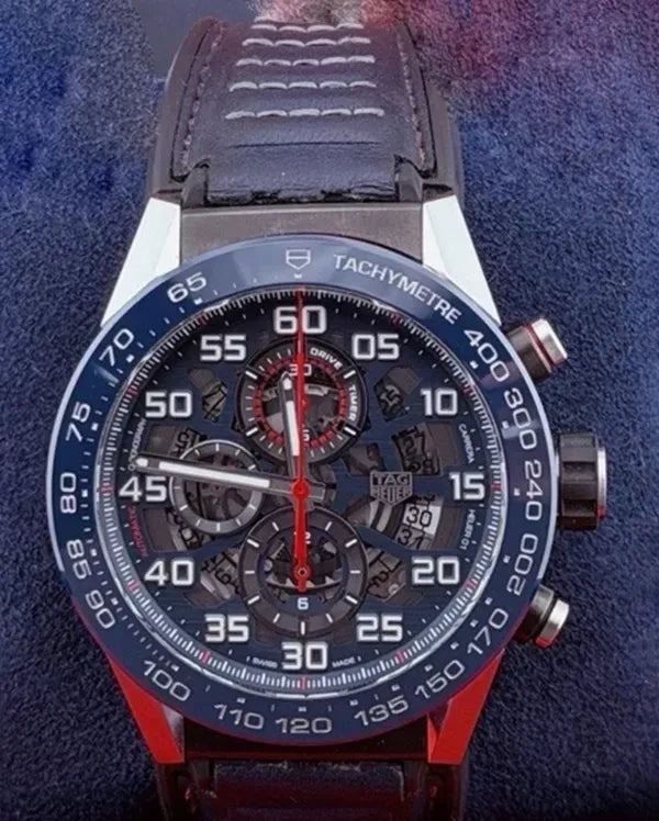 2019 Tag Heuer Carrera "Red Bull Racing" 45MM Skeleton Dial Leather Strap (CAR2A1N.FT6100)